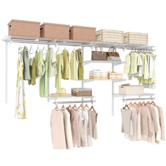 4-8 Feet Closet Organizers and Storage System with Hanging Rod for Laundry Bedroom