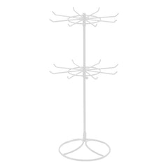 2-Tier Rotary Jewelry Stand Rack Earrings Necklace Display Organizer Holder Rotating Durable Jewelry Rack Display Hanger Rotating 2 Tier Jewelry Tree Organizer in Black Metal Jewelry Organizer