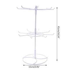 2-Tier Rotary Jewelry Stand Rack Earrings Necklace Display Organizer Holder Rotating Durable Jewelry Rack Display Hanger Rotating 2 Tier Jewelry Tree Organizer in Black Metal Jewelry Organizer