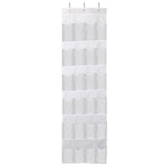 Over the Door Shoes Rack 24-Pocket Crystal Clear Organizer 6-Layer Hanging Storage Shelf for Shoes Slippers Small Toys Closet Cabinet