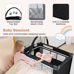 3-in-1 Portable Baby Crib and Playpen with Changing Table