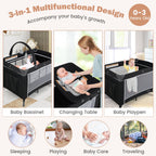 3-in-1 Portable Baby Crib and Playpen with Changing Table