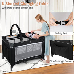 3-in-1 Portable Baby Crib and Playpen with Changing Table
