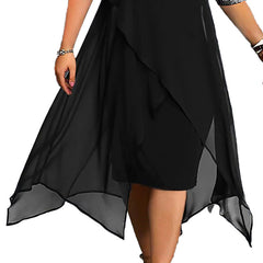 Women's Plus Size Summer V-Neck Chiffon Swing Dress