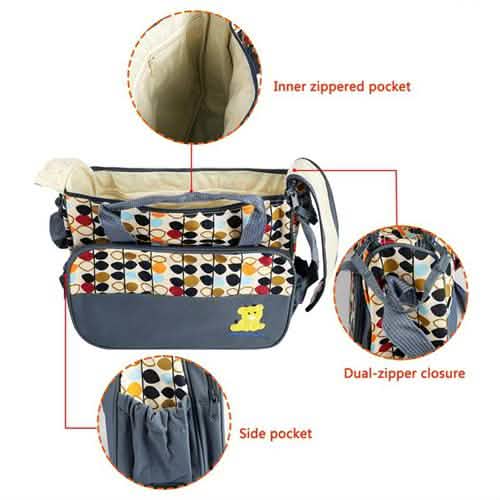 5-Pack: Baby Nappy Diaper Bag Set