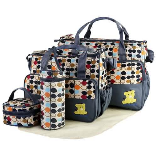 5-Pack: Baby Nappy Diaper Bag Set