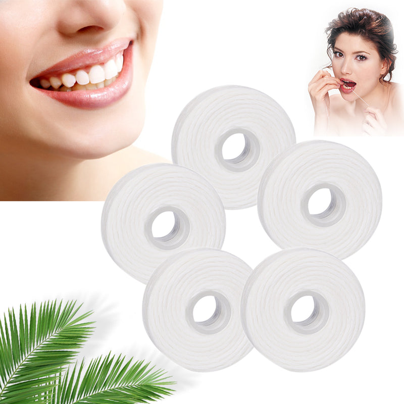 50m Waxed Mint Dental Floss Spools - 5 Rolls