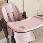 Adjustable Baby High Chair 0-6 Years, Portable Infant Feeding Seat With Safety Belt, Silent Lockable Wheels