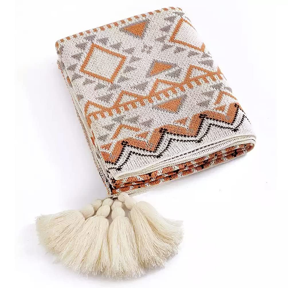 Fennco Geometric Boho Tassel Throw Blanket | 50 x 60, product gallery photo 1
