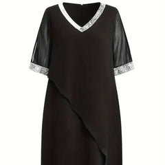 Women's Plus Size Summer V-Neck Chiffon Swing Dress