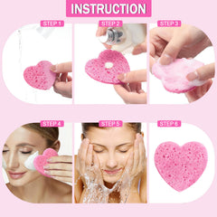 Natural Fiber Facial Cleansing Sponge - Heart Shape