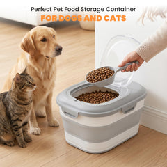 Dog Food Storage Container With Wheels, Collapsible Pet Food Storage Container With Clear Window, Measuring Cup & Scoop, BPA Free Cat Food Container For Rice, Flour, Grain, Bird Seed