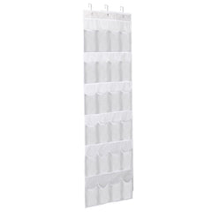 Over the Door Shoes Rack 24-Pocket Crystal Clear Organizer 6-Layer Hanging Storage Shelf for Shoes Slippers Small Toys Closet Cabinet