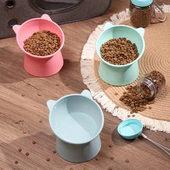 3 Pack Elevated Cat Bowls - 15° Tilted Anti Vomit Slow Feeder Dish with Non-Slip Base, Spine & Neck Support for Cats & Small Dog