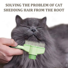 2-Pack Pet Hair Removal Comb & Release Button Grooming Brush for Cats & Dogs - Suitable for Short/Long Hair Green & Yellow