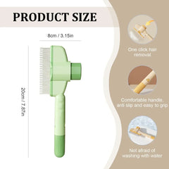 2-Pack Pet Hair Removal Comb & Release Button Grooming Brush for Cats & Dogs - Suitable for Short/Long Hair Green & Yellow
