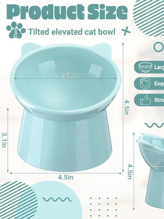3 Pack Elevated Cat Bowls - 15° Tilted Anti Vomit Slow Feeder Dish with Non-Slip Base, Spine & Neck Support for Cats & Small Dog