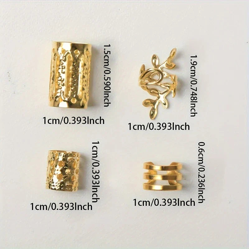 40PCS Vintage Gold Silver Hollow Hair Rings Iron Hair Cuff Hair Pins Loop Decor Hair Accessories Lock Hair Jewelry For Braid】