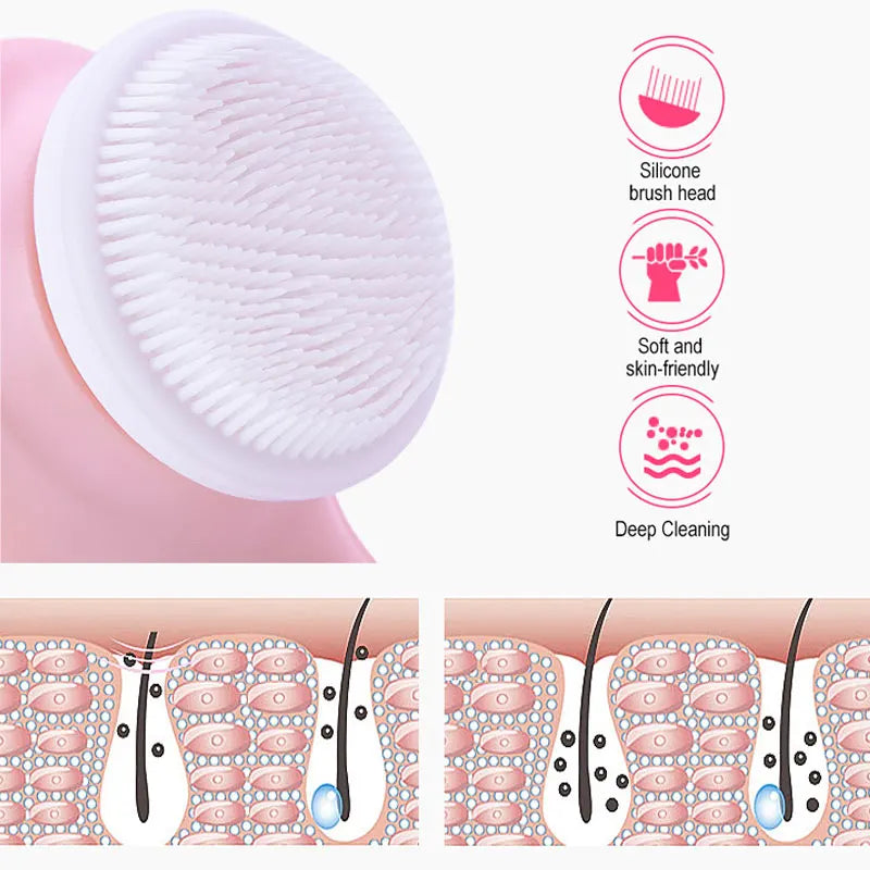3 IN 1 Electric Facial Cleaner Face Cleansing Brush Wash Machine Spa Skin Care Massager Blackhead Cleaning Charging