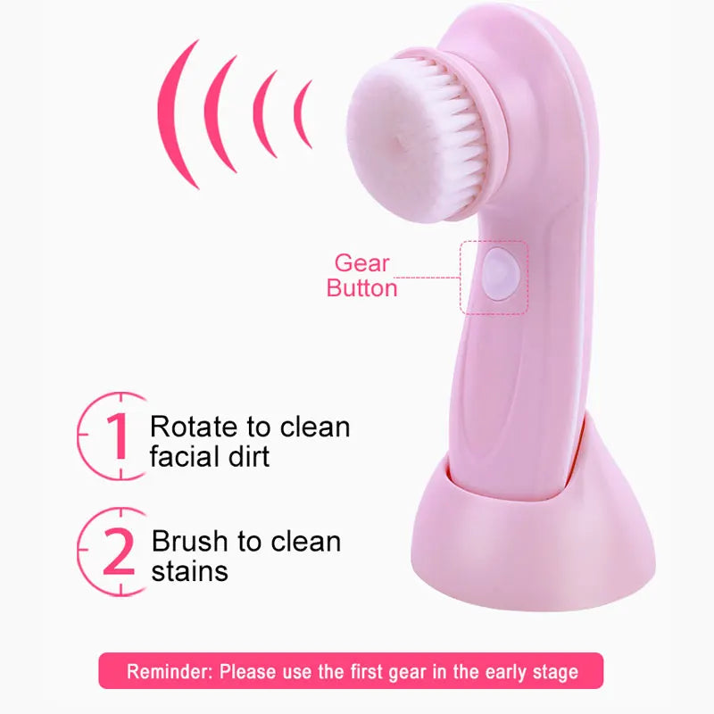 3 IN 1 Electric Facial Cleaner Face Cleansing Brush Wash Machine Spa Skin Care Massager Blackhead Cleaning Charging