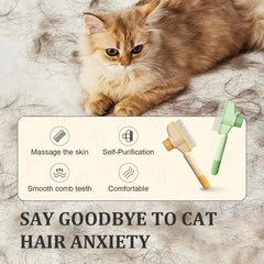 2-Pack Pet Hair Removal Comb & Release Button Grooming Brush for Cats & Dogs - Suitable for Short/Long Hair Green & Yellow
