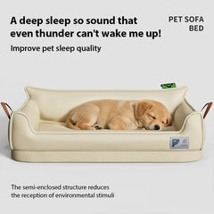 Orthopedic Leather Dog Bed Sofa – Detachable Rectangle Pet Bed with Non-Slip Bottom, Waterproof and Machine Washable for Ultima