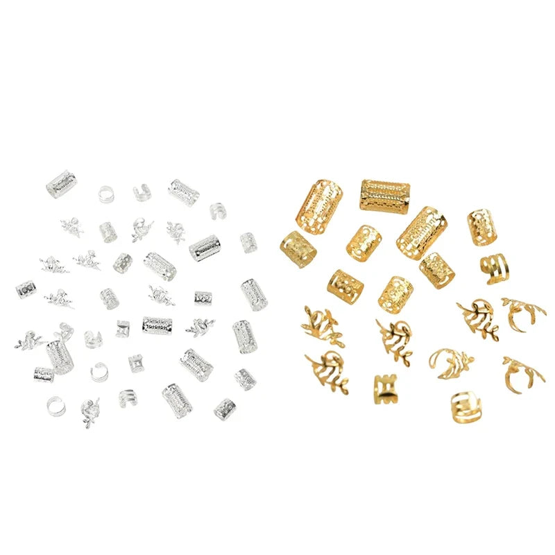 40PCS Vintage Gold Silver Hollow Hair Rings Iron Hair Cuff Hair Pins Loop Decor Hair Accessories Lock Hair Jewelry For Braid】