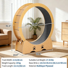 Wooden Cat Exercise Wheel for Indoor Cats