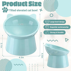 3 Pack Elevated Cat Bowls - 15° Tilted Anti Vomit Slow Feeder Dish with Non-Slip Base, Spine & Neck Support for Cats & Small Dog