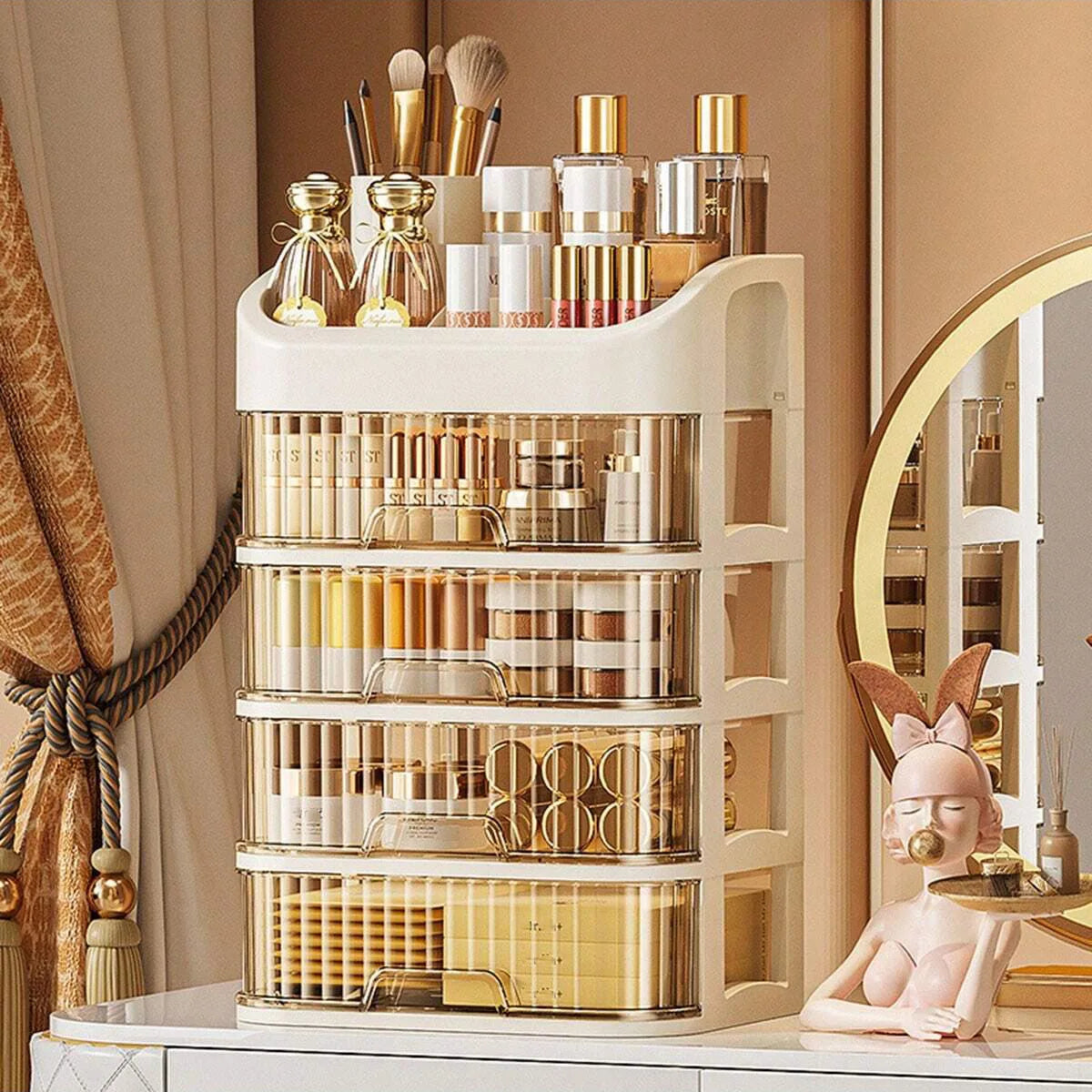 1pc Multi-layer Makeup Storage Box,Cosmetics Storage For Skin Care,Eyeshadow,LotionsLipstick,Great For Dresser,Bathroom,Bedroom