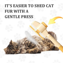 2-Pack Pet Hair Removal Comb & Release Button Grooming Brush for Cats & Dogs - Suitable for Short/Long Hair Green & Yellow