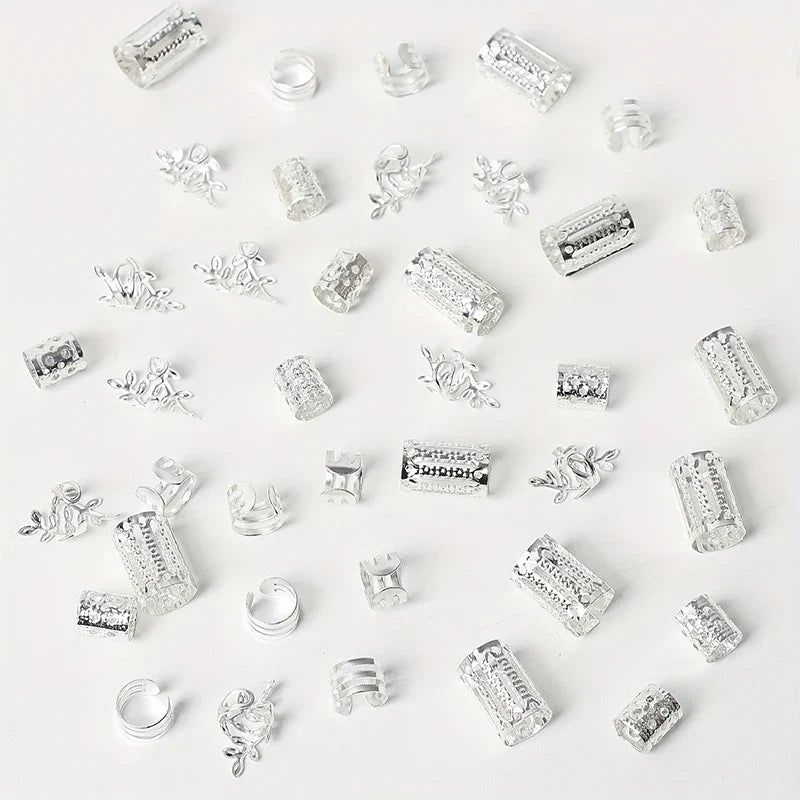 40PCS Vintage Gold Silver Hollow Hair Rings Iron Hair Cuff Hair Pins Loop Decor Hair Accessories Lock Hair Jewelry For Braid】