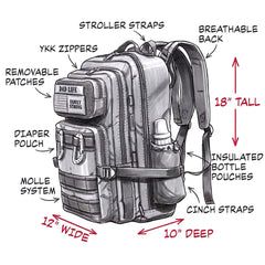 JUG 30L Dad Diaper Bag Backpack - Black