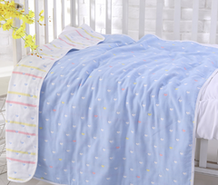Pure Cotton 6-Layer Baby Bath Towel Blanket, 110cm