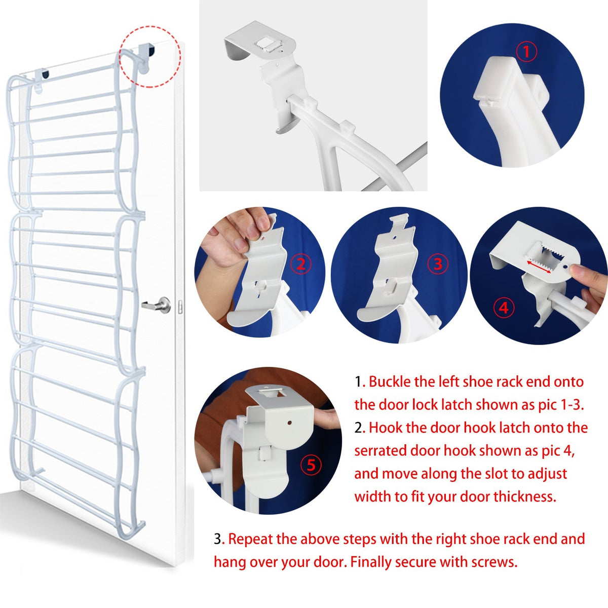 36 Pairs Over-The-Door Shoe Rack 12 Layers Wall Hanging Closet Shoe Organizer Storage Stand