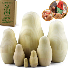Unpainted Nesting Dolls DIY 7 Pcs Matryoshka Nesting Dolls Blank DIY Unfinished