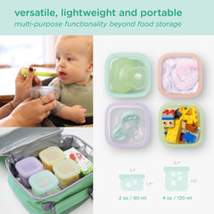Olababy Silicone Food Storage Containers for Baby Meals On the Go (4-Pack)