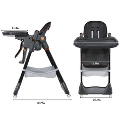 Adjustable Baby High Chair 0-6 Years, Portable Infant Feeding Seat With Safety Belt, Silent Lockable Wheels