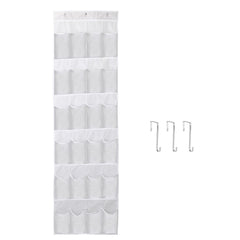 Over the Door Shoes Rack 24-Pocket Crystal Clear Organizer 6-Layer Hanging Storage Shelf for Shoes Slippers Small Toys Closet Cabinet
