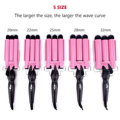Three Barrel Electric Curling Iron