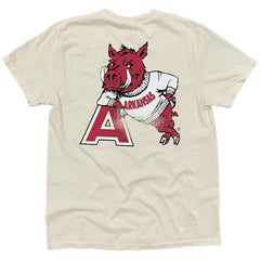 Houndstooth Clothing Co. Arkansas Razorback Leaner Tee Officially Licensed NCAA 100% Cotton Mens and Womens SM-2XL Ivory - Beige