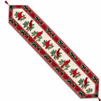 Christmas cardinal, mistletoe and poinsettia table runner