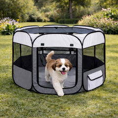 Pet Life ® 'All-Terrain' Lightweight Easy Folding Wire-Framed Collapsible Travel Pet Dog Playpen crate