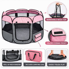 Pet Life ® 'All-Terrain' Lightweight Easy Folding Wire-Framed Collapsible Travel Pet Dog Playpen crate