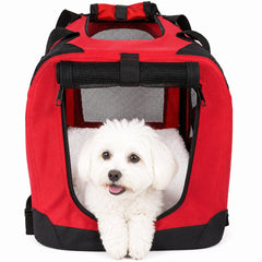 Pet Life ® 'Deluxe 360° Vista View' Zippered Soft Folding Collapsible Metal Framed Pet Dog Crate House Carrier w/ Removable Bowl and Pop-out Tray