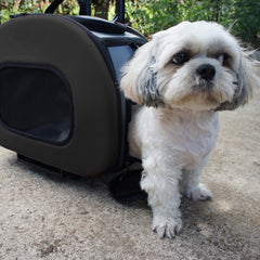 Pet Life ® 'Final Destination' Airline Approved 2-in-1 Tough-Shell Wheeled Collapsible Travel Fashion Pet Dog Carrier Crate