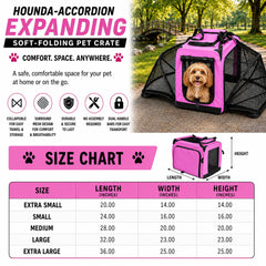Pet Life ®  'Hounda Accordion' Metal Framed Soft-Folding Collapsible Dual-Sided Expandable Pet Dog Crate