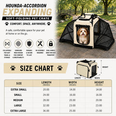Pet Life ®  'Hounda Accordion' Metal Framed Soft-Folding Collapsible Dual-Sided Expandable Pet Dog Crate