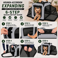 Pet Life ®  'Hounda Accordion' Metal Framed Soft-Folding Collapsible Dual-Sided Expandable Pet Dog Crate