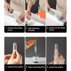 Silicone Toilet Brush Wall-Mounted Cleaning Tools Refill Liquid No Dead Corners Toilet Brush Home Bathroom Accessories Set  Toilet Brush And Holder Set Toilet Bowl Brush With Caddy Bathroom Stiff Bristles Toilet Scrub Brush